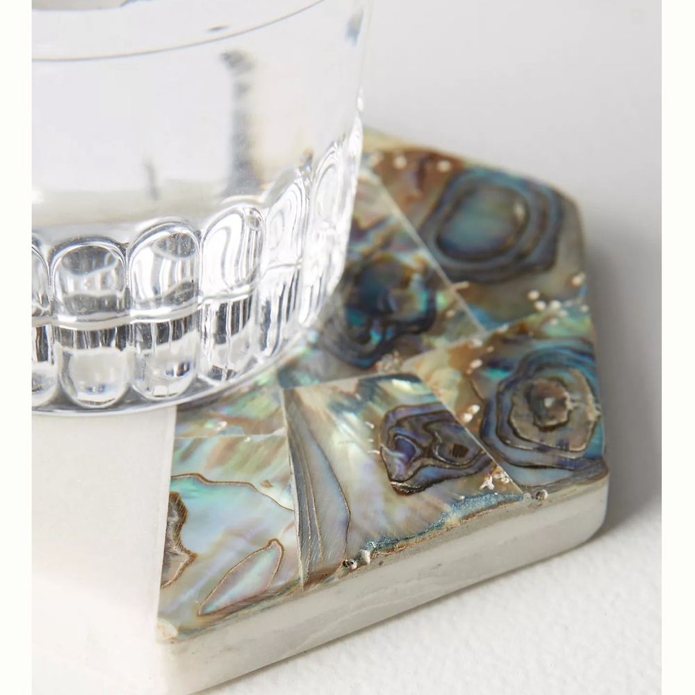 Anthropologie Hexagonal Abalone and Marble Coasters x6! - Picture 3 of 3